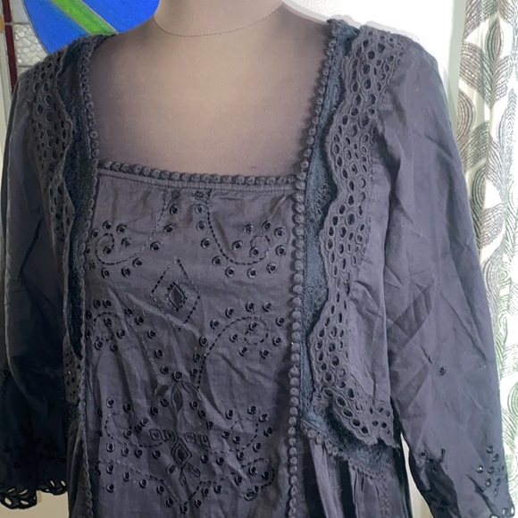 Sundance Black Embroidered Dress with slip lining - Picture 2 of 7